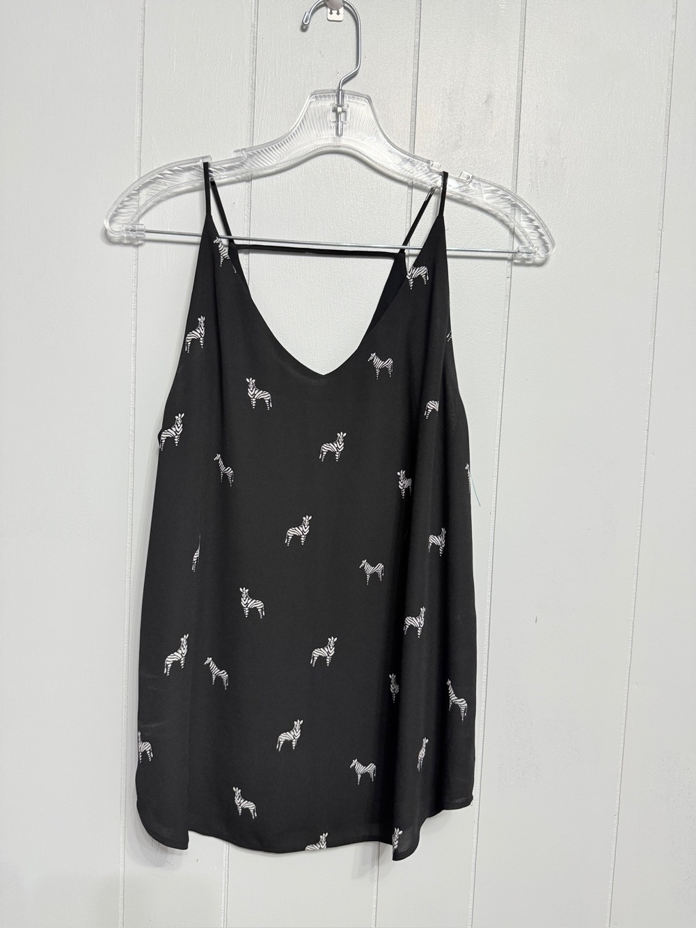 #16) LOFT Black V-Neck Zebra Print Cami